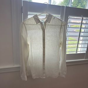 J McLaughlin white linen shirt New with Tags!